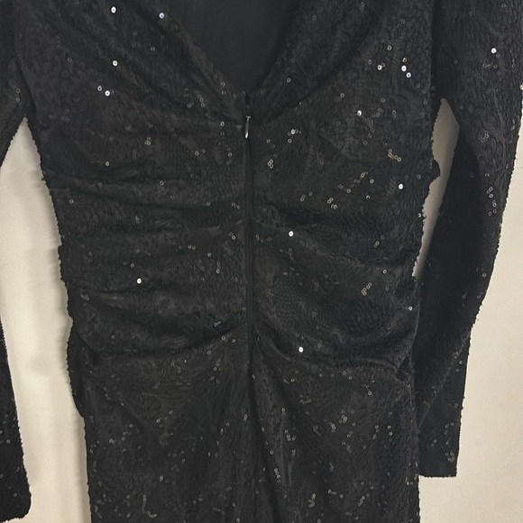 Talbot Runhof Sequin Modest Rushed Formal Maxi Dress - Picture 6 of 11